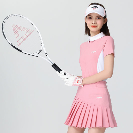 Women's Tennis Polo Shirt Set - Color Block Quick-Dry Athletic Sportswear