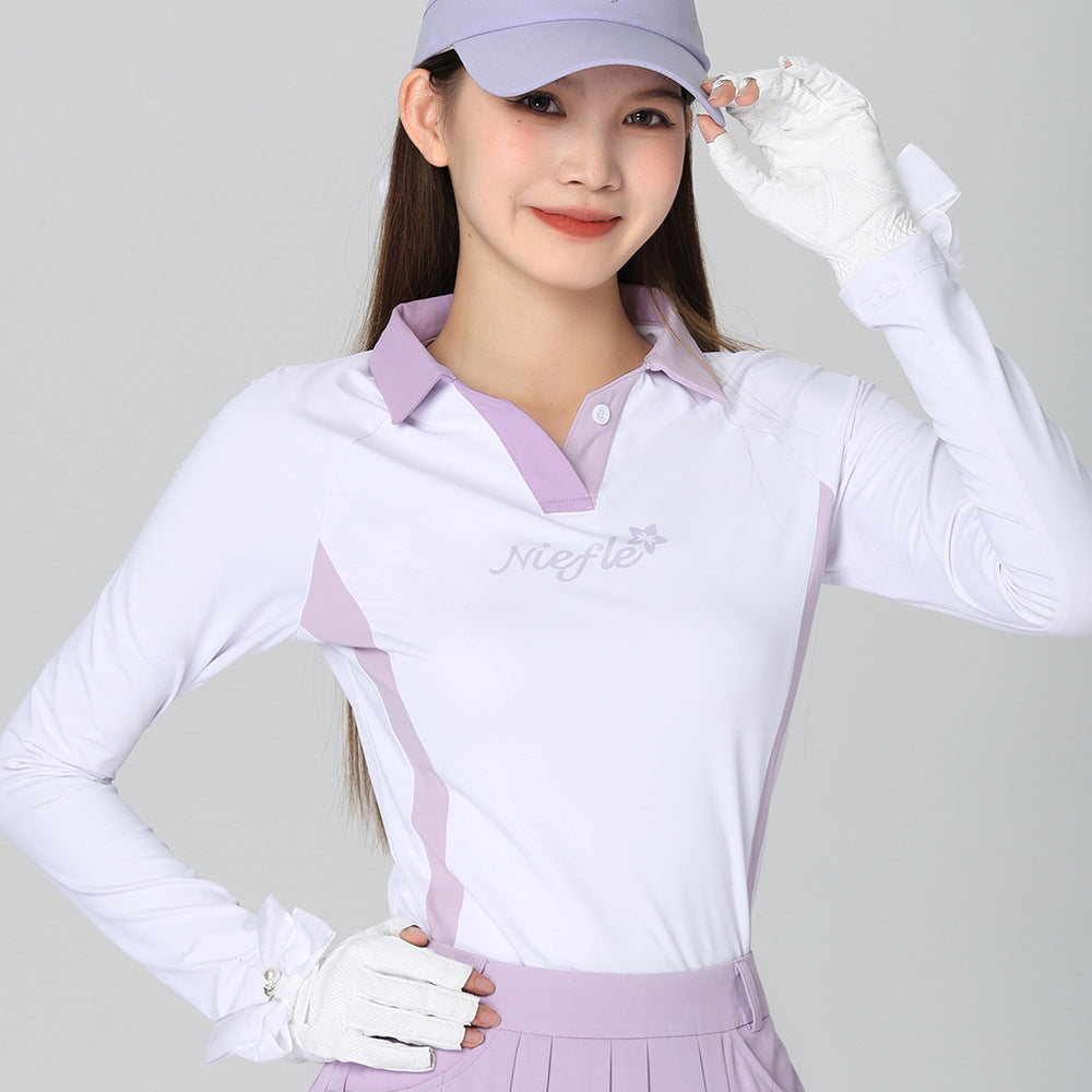 Women's Long Sleeve V-Neck Tennis Golf Shirt - Quick Dry Athletic Performance Top