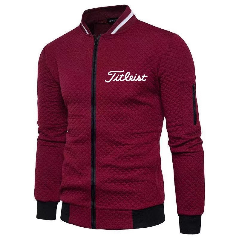 Men's Golf Cardigan - Long Sleeve Black & White Knit