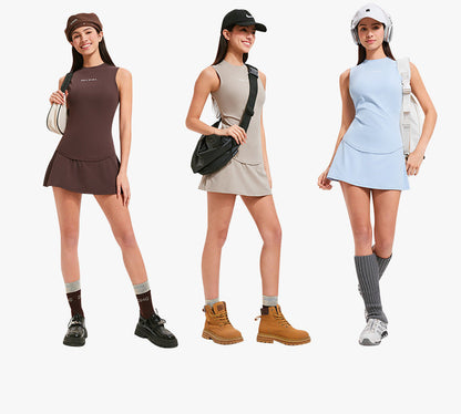 Women's Tennis Fitness Set - Sleeveless Slimming Vest & Skirt