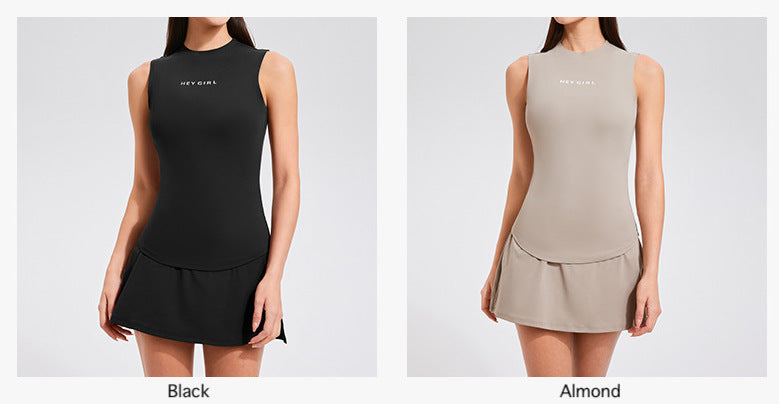 Women's Tennis Fitness Set - Sleeveless Slimming Vest & Skirt