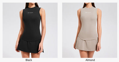 Women's Tennis Fitness Set - Sleeveless Slimming Vest & Skirt