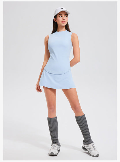Women's Tennis Fitness Set - Sleeveless Slimming Vest & Skirt