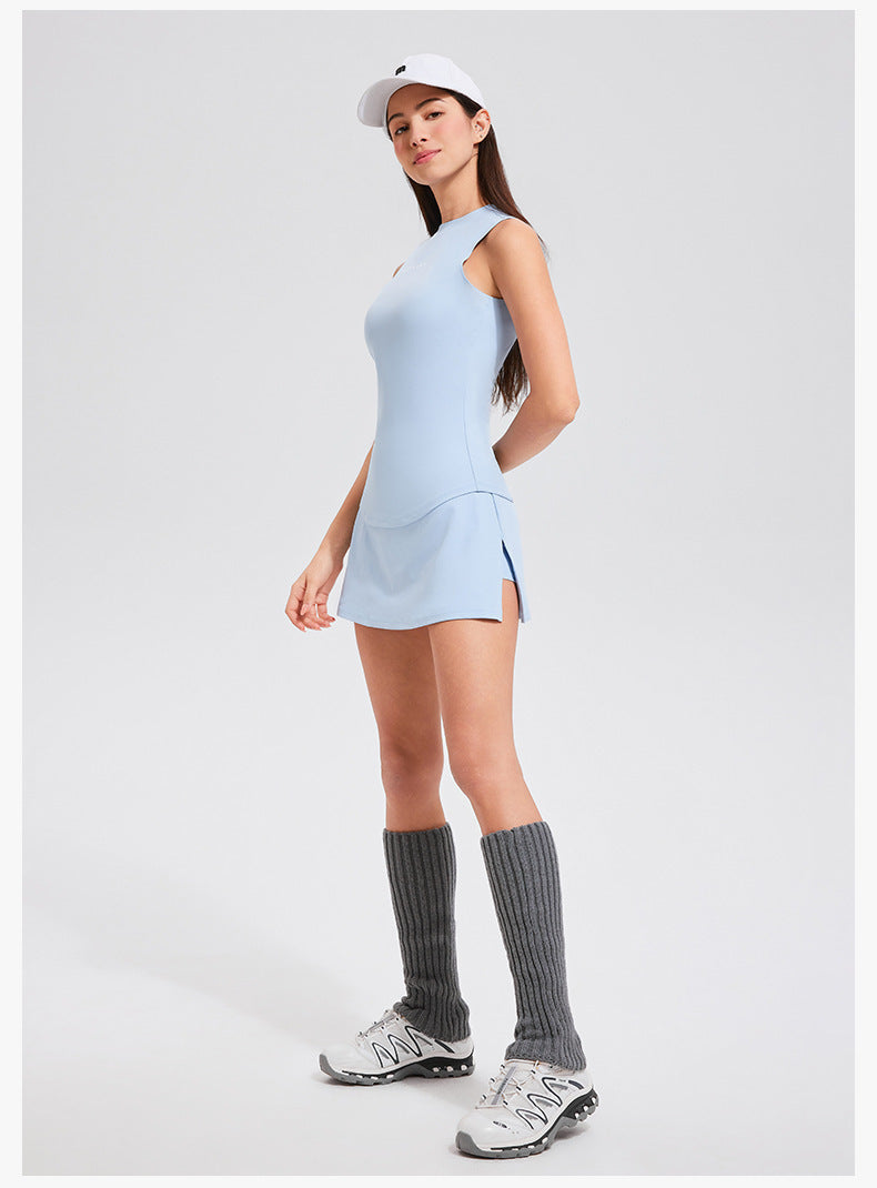 Women's Tennis Fitness Set - Sleeveless Slimming Vest & Skirt