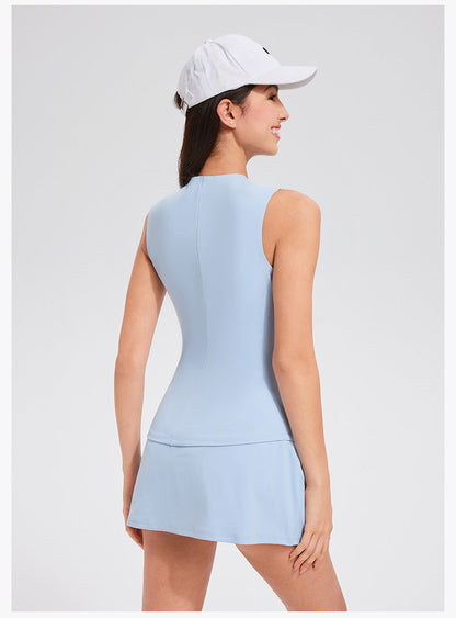 Women's Tennis Fitness Set - Sleeveless Slimming Vest & Skirt