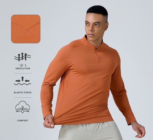 Half Zip Training Shirt - Men's Fleece Lined Long Sleeve Workout Top