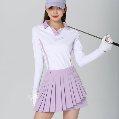Women's Long Sleeve V-Neck Tennis Golf Shirt - Quick Dry Athletic Performance Top