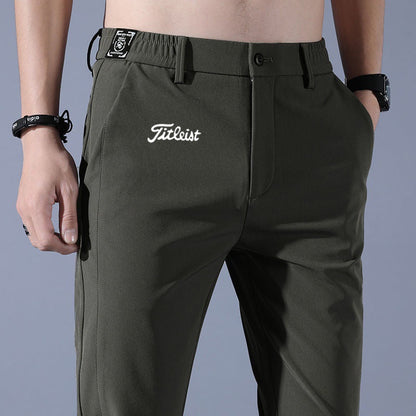 Men's Golf Trousers - Summer Lightweight Straight Leg Pants with Quick-Dry & Non-Iron Technology