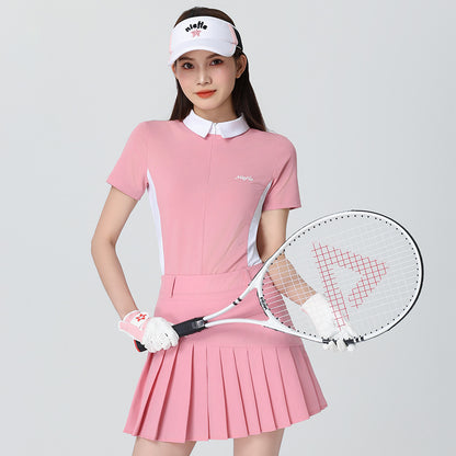 Women's Tennis Polo Shirt Set - Color Block Quick-Dry Athletic Sportswear