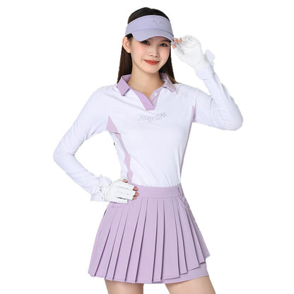 Women's Long Sleeve V-Neck Tennis Golf Shirt - Quick Dry Athletic Performance Top