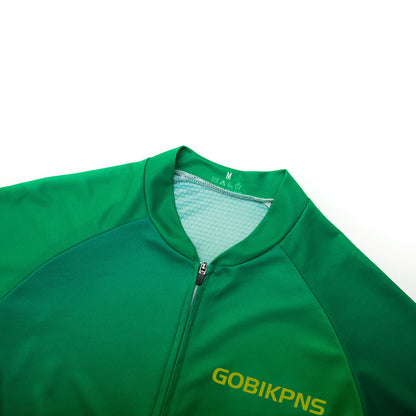 Green Gradient Cycling Jersey - Short Sleeve Breathable Bike Top