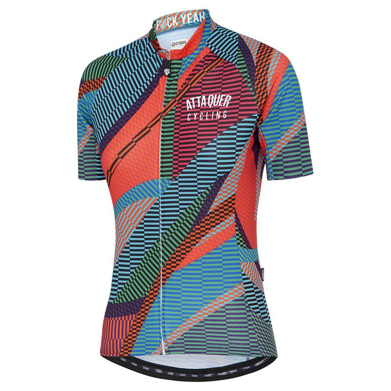 Attaquer Women's Cycling Jersey - Kaleidoscope Print Short Sleeve Top