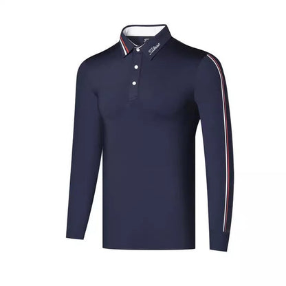 Autumn Men's Golf Polo Shirt - Long Sleeve Breathable Quick-Dry Sports Tee, Loose Fit Athletic Top