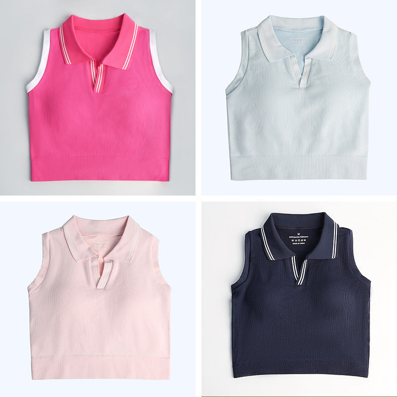 Yoga & Tennis Set - Sleeveless Top with Fixed Cup & Pleated Skirt