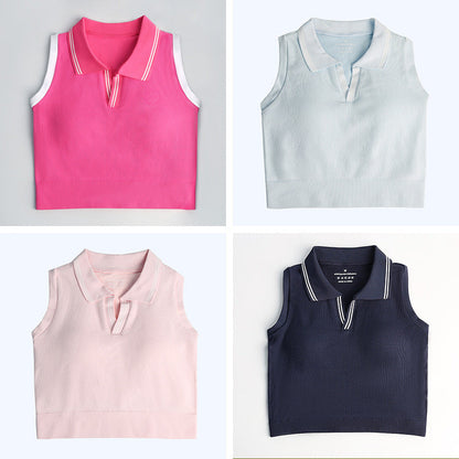 Yoga & Tennis Set - Sleeveless Top with Fixed Cup & Pleated Skirt