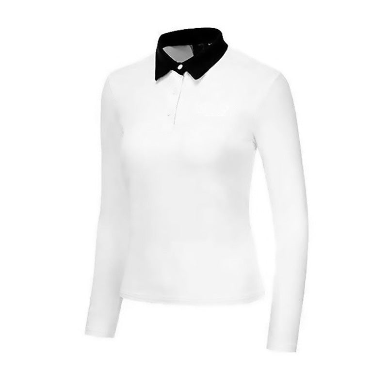 Women's Long Sleeve Golf Polo Shirt - Quick Dry Color Block Performance Top