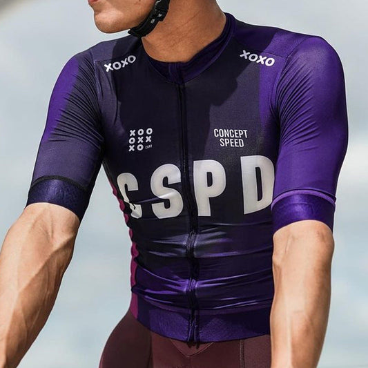 CSPD Men's Cycling Jersey - Milk Silk Slim-Fit Breathable Short Sleeve
