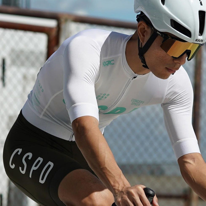 CSPD Men's Cycling Jersey - Milk Silk Slim-Fit Breathable Short Sleeve