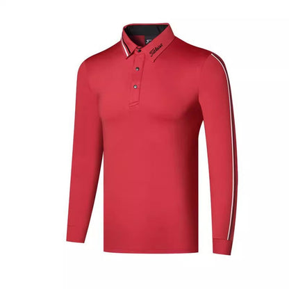Autumn Men's Golf Polo Shirt - Long Sleeve Breathable Quick-Dry Sports Tee, Loose Fit Athletic Top
