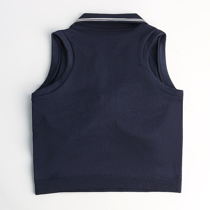 Yoga & Tennis Set - Sleeveless Top with Fixed Cup & Pleated Skirt