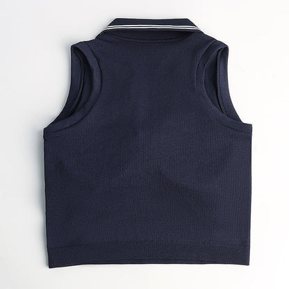 Yoga & Tennis Set - Sleeveless Top with Fixed Cup & Pleated Skirt