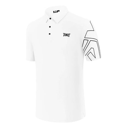 Golf Preferred Summer Men's New Lapel Short Sleeve Solid Color Letter Printing Slim Fit Fashion Trendy One Piece Hair