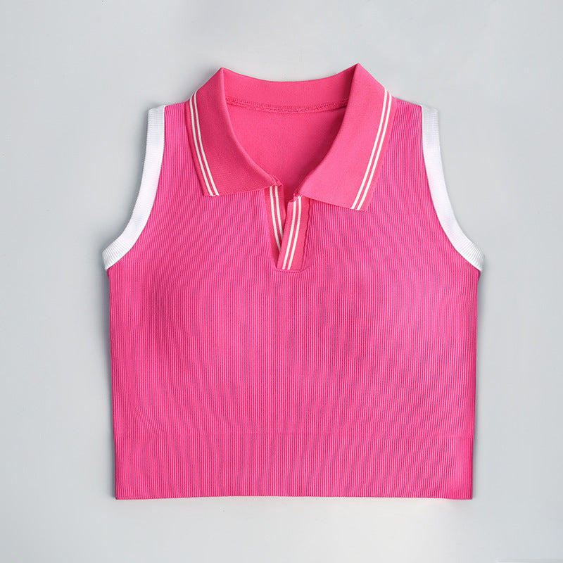 Yoga & Tennis Set - Sleeveless Top with Fixed Cup & Pleated Skirt