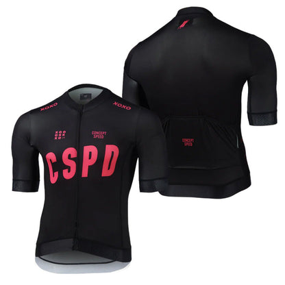 CSPD Men's Cycling Jersey - Milk Silk Slim-Fit Breathable Short Sleeve
