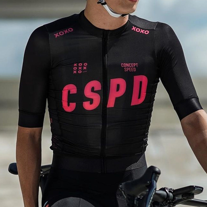 CSPD Men's Cycling Jersey - Milk Silk Slim-Fit Breathable Short Sleeve