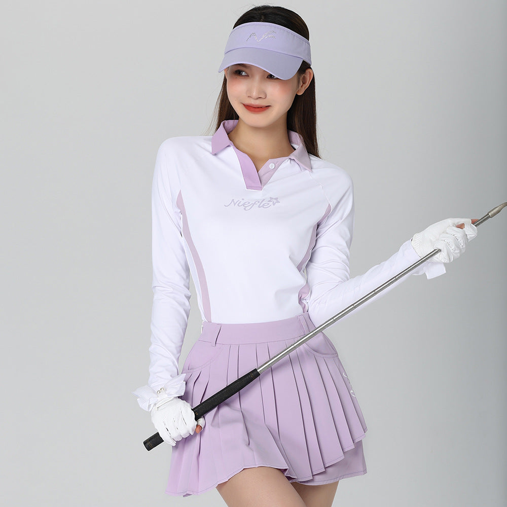 Women's Long Sleeve V-Neck Tennis Golf Shirt - Quick Dry Athletic Performance Top