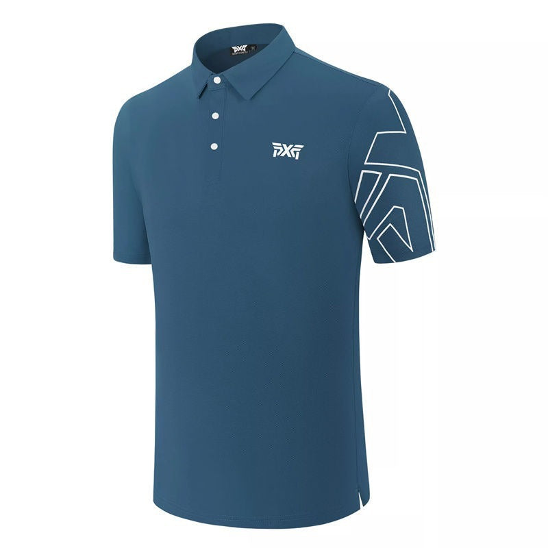Golf Preferred Summer Men's New Lapel Short Sleeve Solid Color Letter Printing Slim Fit Fashion Trendy One Piece Hair