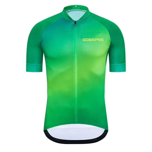 Green Gradient Cycling Jersey - Short Sleeve Breathable Bike Top
