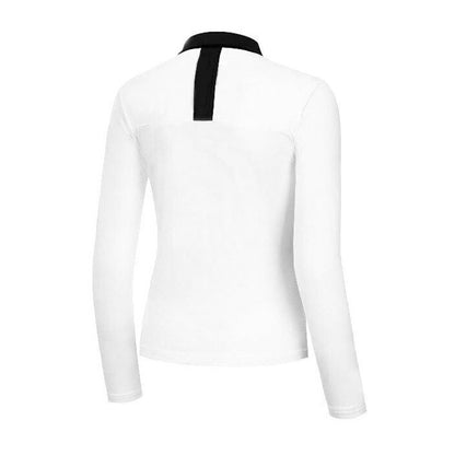 Women's Long Sleeve Golf Polo Shirt - Quick Dry Color Block Performance Top