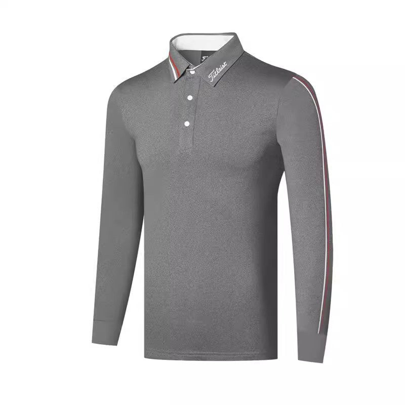 Autumn Men's Golf Polo Shirt - Long Sleeve Breathable Quick-Dry Sports Tee, Loose Fit Athletic Top