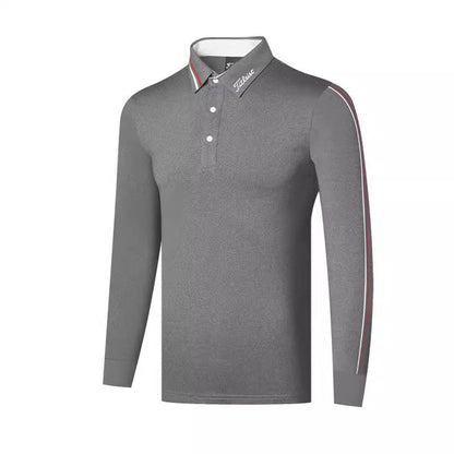 Autumn Men's Golf Polo Shirt - Long Sleeve Breathable Quick-Dry Sports Tee, Loose Fit Athletic Top