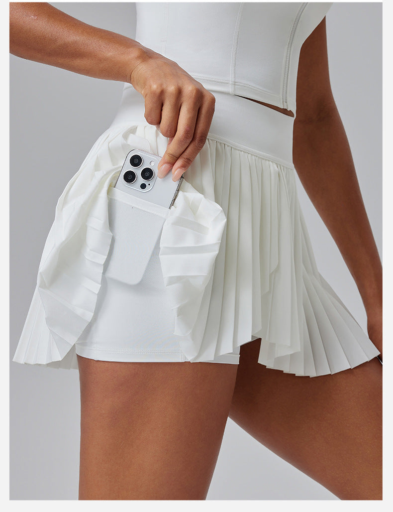 Pleated Tennis Skirt - Women's Anti-See-Through Hip Cover Design