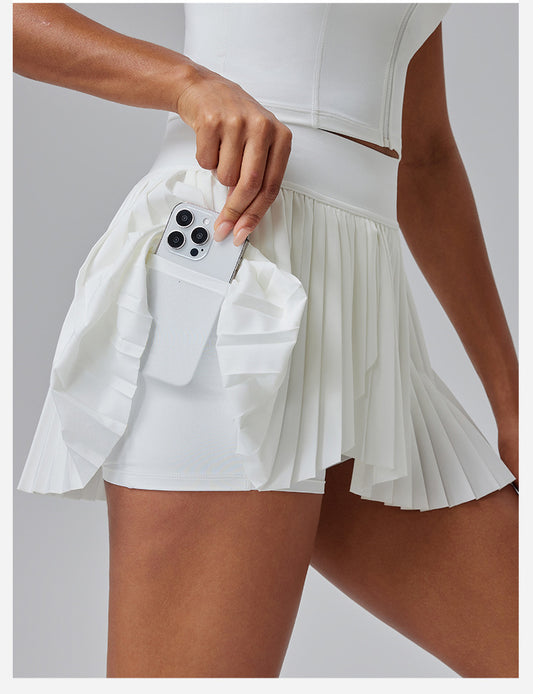Pleated Tennis Skirt - Women's Anti-See-Through Hip Cover Design