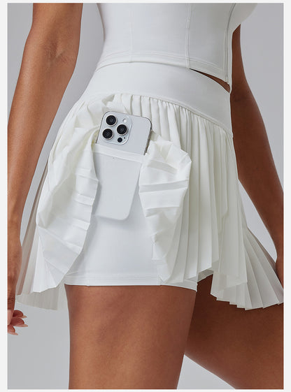 Pleated Tennis Skirt - Women's Anti-See-Through Hip Cover Design