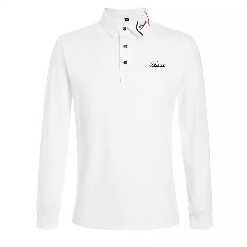 Men's Elastic Golf Polo - Long Sleeve Stretch Performance Top