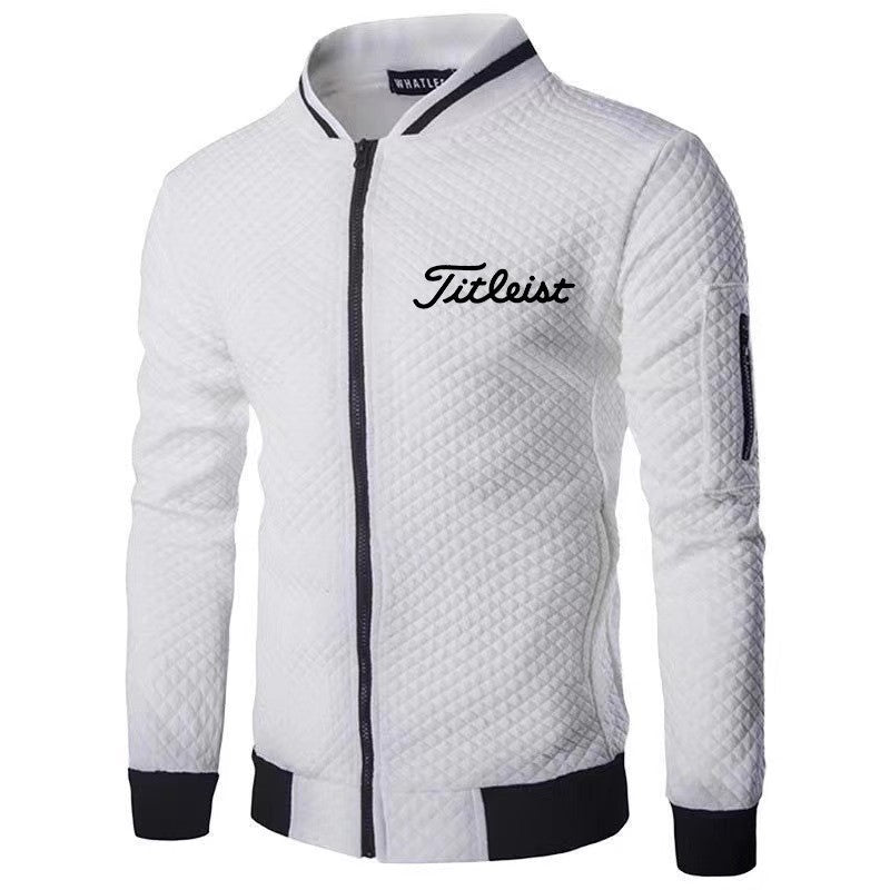 Men's Golf Cardigan - Long Sleeve Black & White Knit