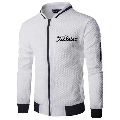 Men's Golf Cardigan - Long Sleeve Black & White Knit