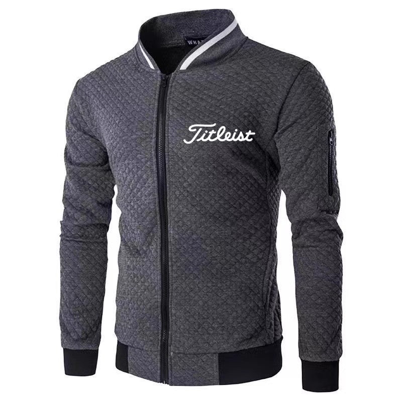 Men's Golf Cardigan - Long Sleeve Black & White Knit