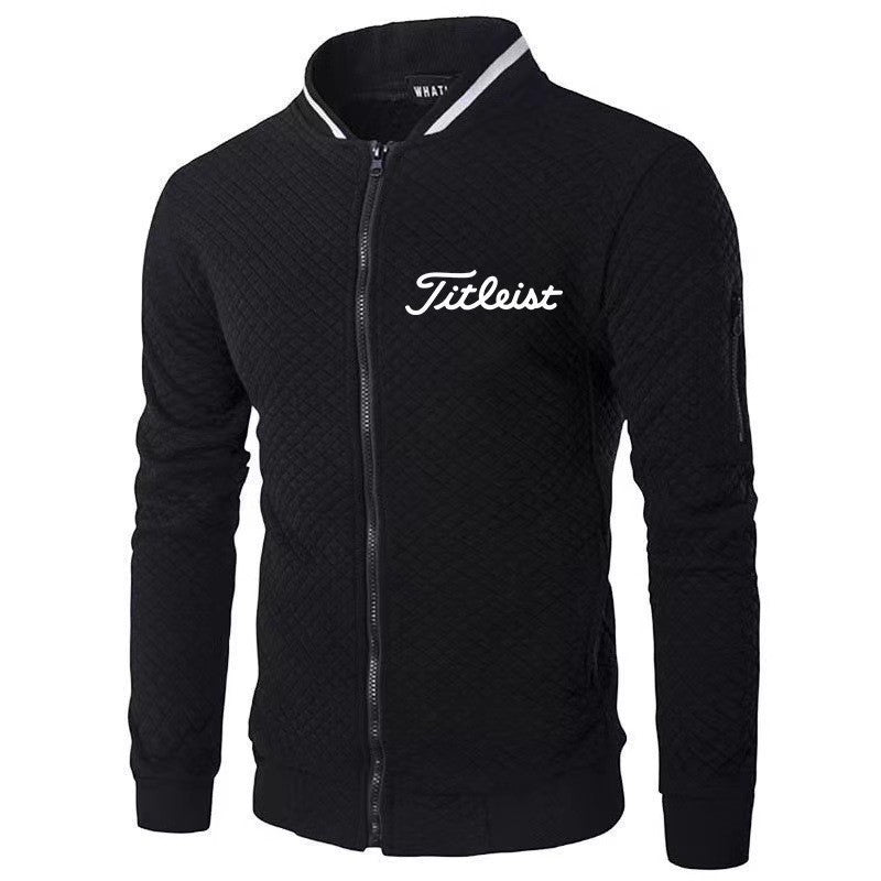 Men's Golf Cardigan - Long Sleeve Black & White Knit