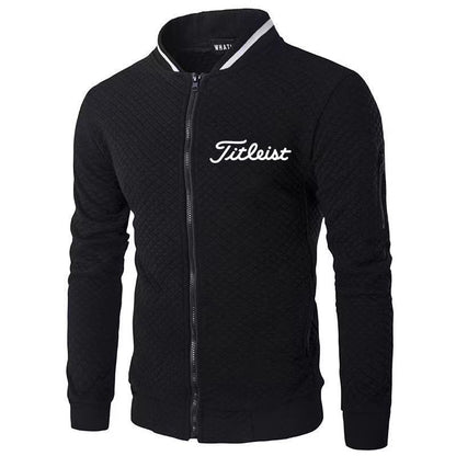Men's Golf Cardigan - Long Sleeve Black & White Knit