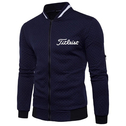 Men's Golf Cardigan - Long Sleeve Black & White Knit