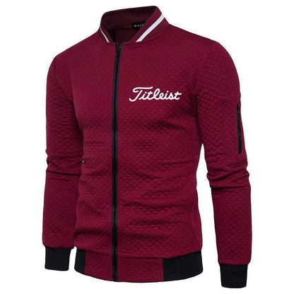 Men's Golf Cardigan - Long Sleeve Black & White Knit
