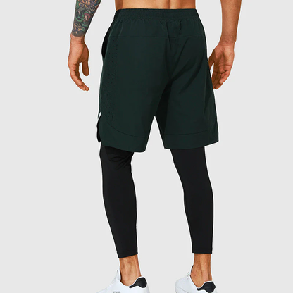 Men's Fake Two-Piece Training Tights - Yoga Running Fitness Leggings