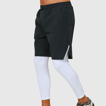 Men's Fake Two-Piece Training Tights - Yoga Running Fitness Leggings