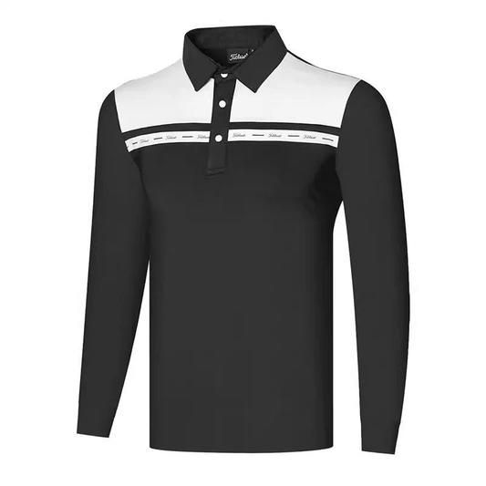 Men's Golf Polo Shirt - Long Sleeve Breathable Quick-Dry