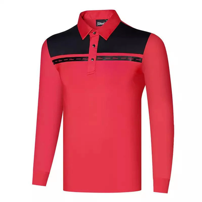 Men's Golf Polo Shirt - Long Sleeve Breathable Quick-Dry
